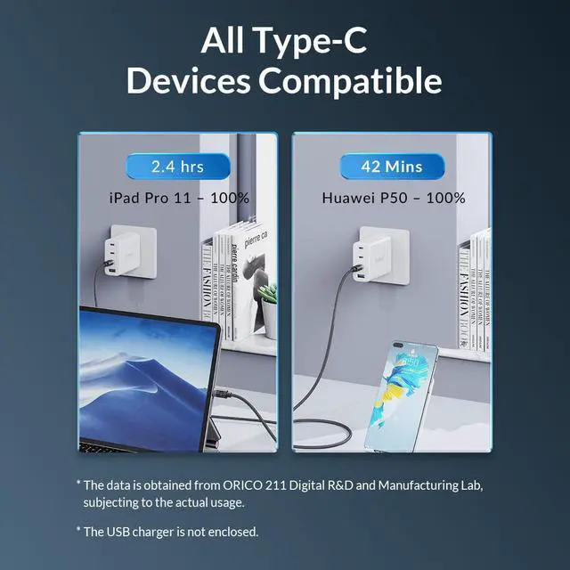 Alt view image 5 of 7 - ORICO USB C Cable Nylon-braided USB C to USB C Cale PD 100W Charging and Data Transmission 480Mbps PD Type C Charging Cable for MacBook Pro Air, iPad Pro, Switch PS5, Huawei Samsung