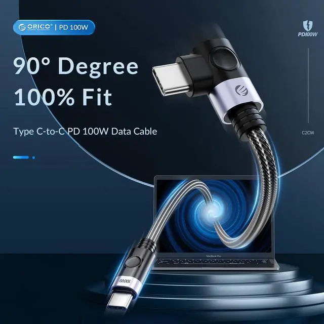 Alt view image 2 of 7 - ORICO USB C Cable Nylon-braided USB C to USB C Cale PD 100W Charging and Data Transmission 480Mbps PD Type C Charging Cable for MacBook Pro Air, iPad Pro, Switch PS5, Huawei Samsung 3.28 ft.