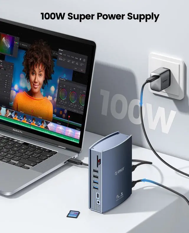 Alt view image 5 of 7 - USB C Docking Station ORICO 15 in 1 USB HUB for MacBook Triple display Type C to 4K HDMI-Compatible-compatible DP USB 3.0 HUB RJ45 3.5mm PD Splitter for Windows Mac OS