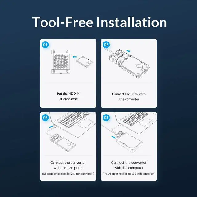 Alt view image 7 of 7 - ORICO USB 3.0 to SATA Cable 5Gbps Hard Drive Adapter Converter for 2.5'' SATA External HDD/SSD USB Type-C to SATA 1m 2.5in HDD/SSD
