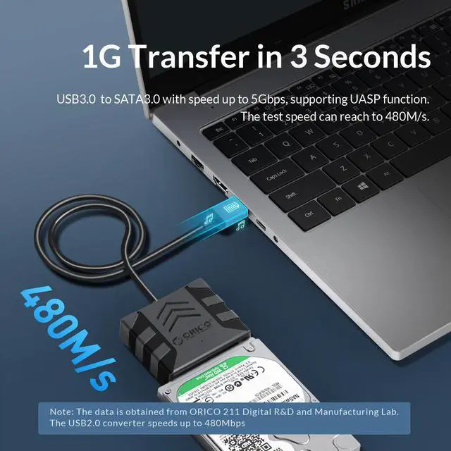 Alt view image 5 of 7 - ORICO USB 3.0 to SATA Cable 5Gbps Hard Drive Adapter Converter for 2.5'' SATA External HDD/SSD USB Type-C to SATA 1m 2.5in HDD/SSD