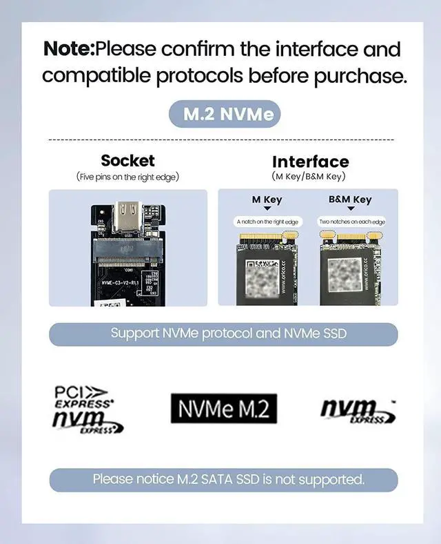 Alt view image 7 of 7 - ORICO USB4 M.2 SSD Case 40Gbps M2 NVMe SSD Enclosure Full Aluminum Compatible with Thunderbolt 3 USB4 USB 3.2/3.1/3.0 USB-C to C and USB-A to C Cables, Up to 4TB