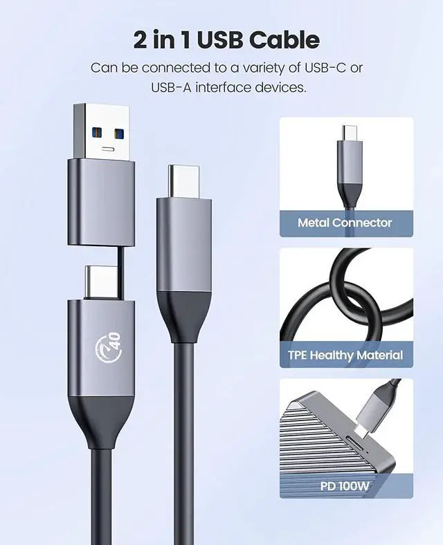 Alt view image 4 of 7 - ORICO USB4 M.2 SSD Case 40Gbps M2 NVMe SSD Enclosure Full Aluminum Compatible with Thunderbolt 3 USB4 USB 3.2/3.1/3.0 USB-C to C and USB-A to C Cables, Up to 4TB