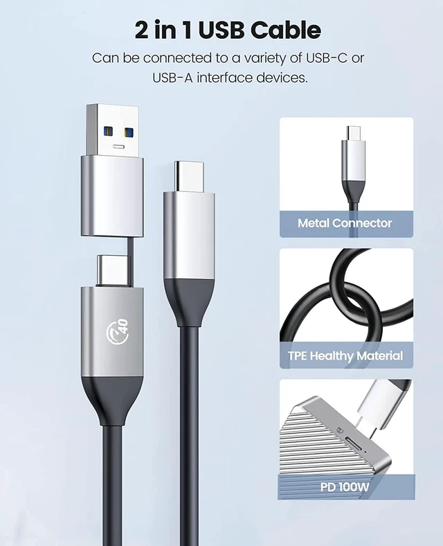Alt view image 4 of 7 - ORICO M.2 NVMe SSD Enclosure Adapter Aluminum 40Gbps USB4 with USB-C/USB-A 2-in-1 Data Cable Supports M-Key or B&M Key, Support Size 2230/2242/2260/2280 SSDs - Silver