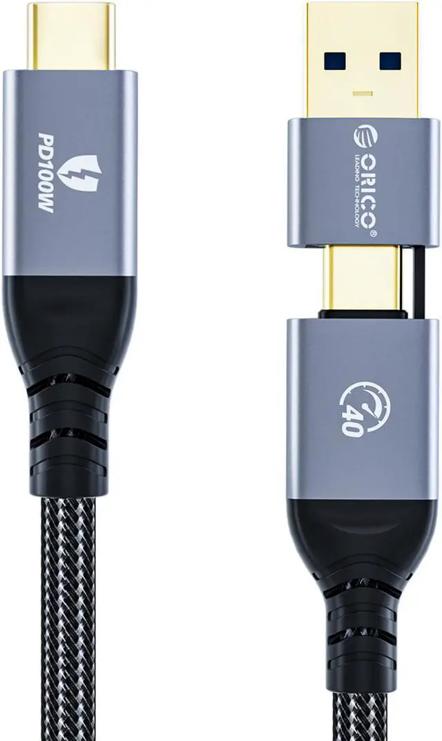Main image of ORICO 2 In 1 40Gbps USB C Cable PD100W Fast Charger Cord 8K @60Hz HD USB 3.0 to USB C Cable for Macbook Thunderbolt 3 Thunderbolt 4 PS4 4.92 ft.