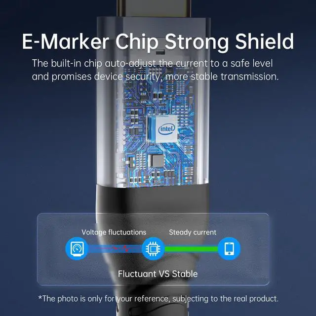 Alt view image 5 of 7 - ORICO 2 In 1 40Gbps USB C Cable PD100W Fast Charger Cord 8K @60Hz HD USB 3.0 to USB C Cable for Macbook Thunderbolt 3 Thunderbolt 4 PS4 4.92 ft.