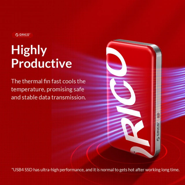 Alt view image 3 of 7 - ORICO SUPRE Series USB4 Portable SSD External Solid State Drive 3100MB/S with USB C to A/C Cables 2T/1T/512G/256G for Gaming Video Editing 2TB USB 4.0 USB-C (40Gbps)