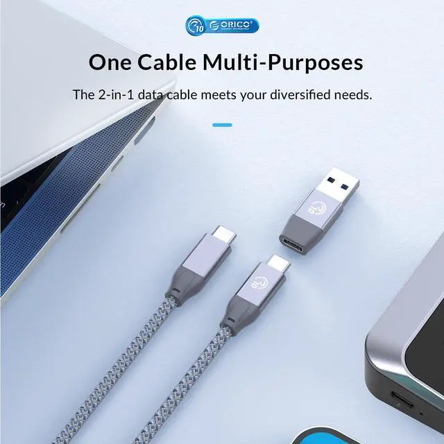 Alt view image 6 of 7 - ORICO 10Gbps USB 3.2 Gen 2 Hub, 4-Port (2 USB-A + 2 USB-C) Splitter with 1.64ft Cable & Adapter for Mac/PC
