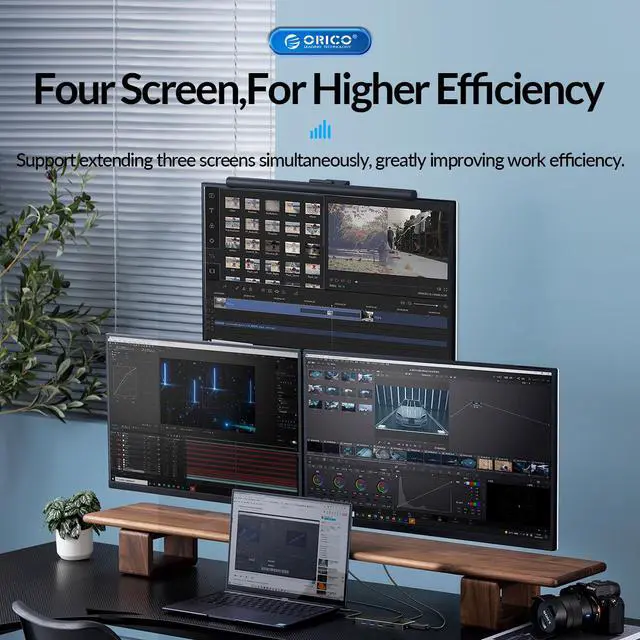 Alt view image 4 of 6 - ORICO USB C HUB 12 in 1 USB3.1 10Gbps USB-C HUB PD100W 4K@60Hz HDMI DP, Dual HDMI-compatible USB3.0 OTG Adapter SD/TF Dock for MacBook Air PC