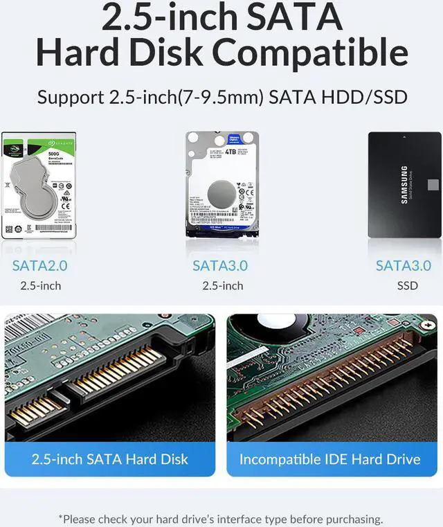 Alt view image 6 of 7 - ORICO USB3.0 2.5 inch External Hard Drive Enclosure SATA 5Gbps HDD SSD Storage HDD Case Support Up to 6TB SSD UASP protocols and TRIM for PC Laptop Pink