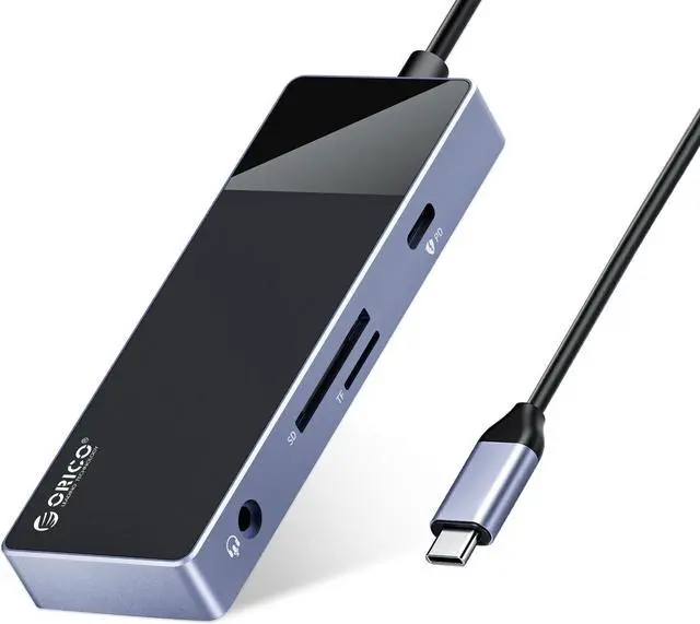 Main image of ORICO USB C HUB, 8 in 1 USB3.0 5Gbps USB-C HUB PD100W 4K@30Hz HDMI-Compatible Audio Dock for MacBook Air