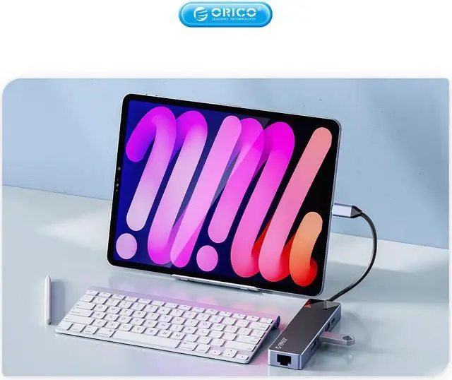 Alt view image 5 of 7 - ORICO USB C HUB, 7 in 1 USB3.0 5Gbps USB-C HUB PD100W 4K@30Hz HDMI-Compatible VGA Dock for MacBook Air PC