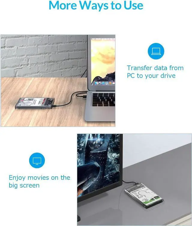 Alt view image 6 of 7 - ORICO 2.5" Transparent USB 3.0 to SATA 3.0 External Hard Drive Disk Enclosure Box, USB 3.0 High-Speed Case for 2.5" HDD / SSD, Case Support UASP Protocol SATA III Tool Free Up To 4TB With Cover