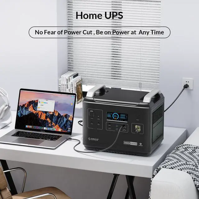 Alt view image 4 of 7 - ORICO 2000W Portable Solar Power Station and 100W Solar Panel,  1997Wh PD 100W USB QC3.0 Solar Generators Lithium Battery with 110V/2000W AC Outlet, LCD Display for CPAP Home Camping Emergence