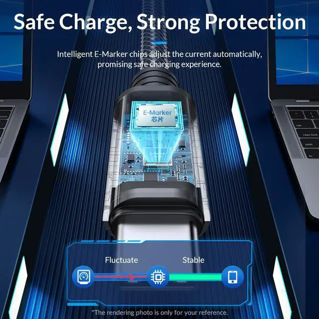 Alt view image 4 of 7 - 20Gbps 240W USB Type C Cable, ORICO USB C to USB C Power Cord PD3.1 for PS5 Nintendo Switch Galaxy S22 MacBook Fast Charging Cable USB C Cable (1.65ft / 0.5m) 90 Degree