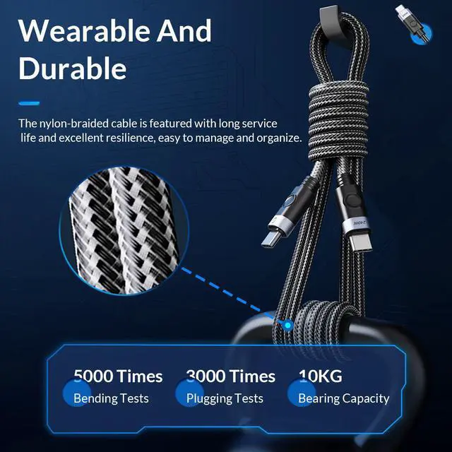 Alt view image 5 of 7 - 20Gbps 240W USB Type C Cable, ORICO USB C to USB C Power Cord PD3.1 for PS5 Nintendo Switch Galaxy S22 MacBook Fast Charging Cable USB C Cable (1.65ft / 0.5m) 90 Degree