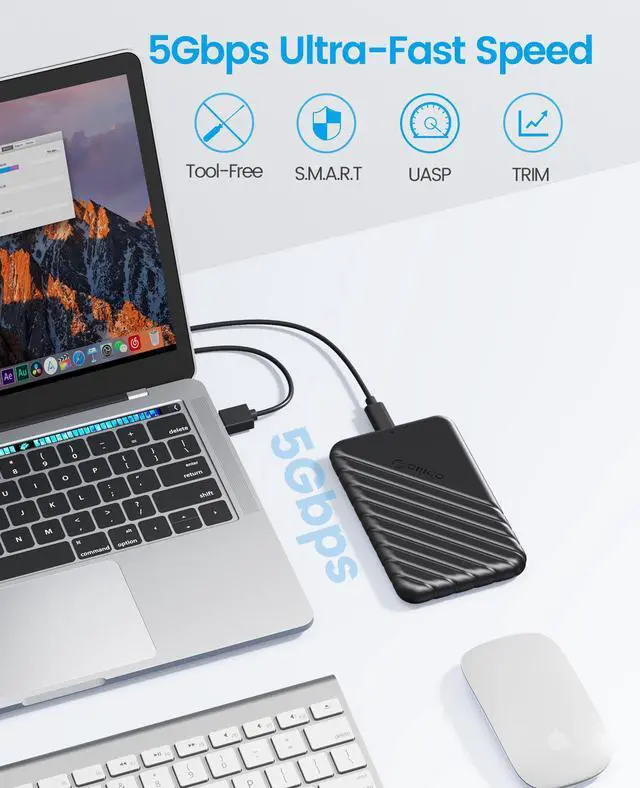 Alt view image 5 of 7 - ORICO 2.5 inch External Hard Drive Enclosure USB3.0 to SATAIII 5Gbps HDD SSD Storage Case for 7mm 9.5mm SATA HDD SSD Max 6TB Support UASP protocols and TRIM