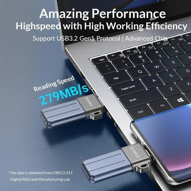 Alt view image 3 of 7 - ORICO X Series USB Flash Drive USB 3.2 Flash Drive 260MB/S Pendrive USB3.2 Flash Drive for Android Micro/PC 128GB Gray 64GB USB C to USB C