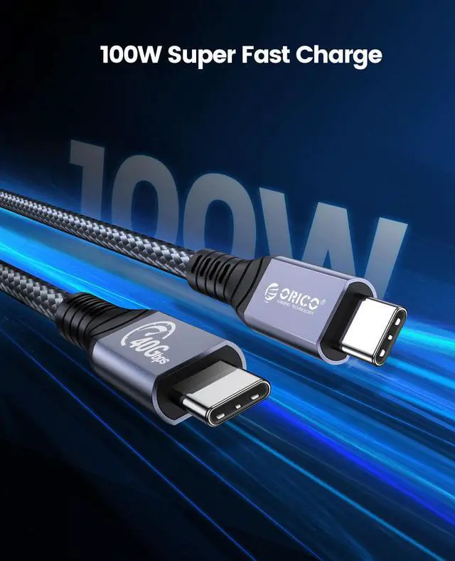 Alt view image 4 of 7 - ORICO 40Gbps USB C Cable 1ft. for Thunderbolt 4, PD100W Dual Fast Charge, 40Gbps Data Transfer HD 8K @60Hz Nylon Braided for Macbook