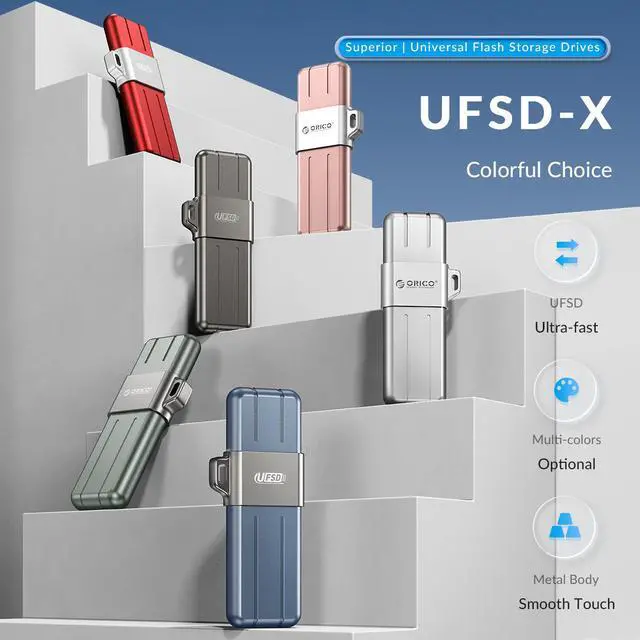Alt view image 2 of 7 - ORICO USB Flash Drive UFSD X Series USB 3.2 Memory Stick Metal U Disk for iPhone and USB A to USB C Devices Read Speed Max 411MB/s Gray 128GB USB C to USB C