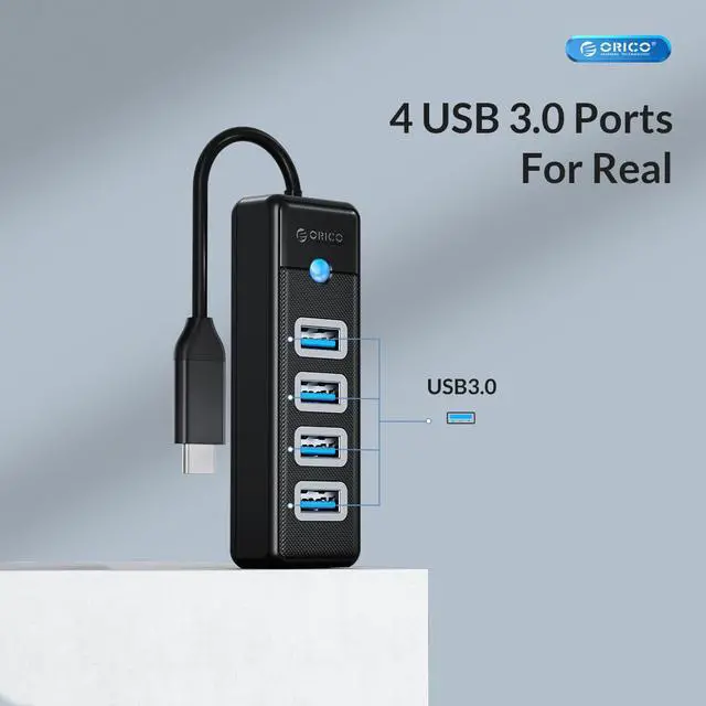 Alt view image 3 of 7 - ORICO USB C Hub 4 Ports USB 3.1 Type C to USB 3.0 Hub Adapter, USB Splitter for Laptop, Mobile Phone, Tablet with 0.5ft Cable, Compatible with Mac OS 10.X and Above, Linux, Android-Pink