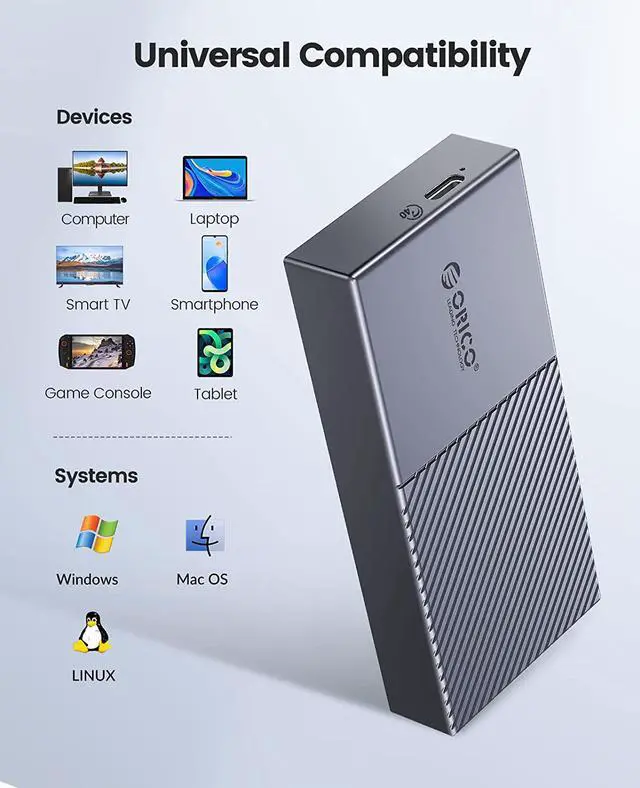 Alt view image 5 of 7 - ORICO M.2 NVME SSD Enclosure USB4.0 40Gbps PCIe3.0x4 Type-C Aluminum Adapter, NVME PCIe 2280 M-Key(B+M Key) External Solid State Drive Case Compatible with Thunderbolt 3/4 USB3.2/3.1 Support Up to 4TB