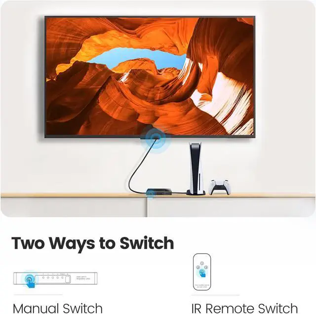 Alt view image 4 of 7 - ORICO HDMI Switch 4K HDR 4 Ports, HDMI 2.0 Switcher, 4 in 1 Out HDMI Switch Selector Box with IR Remote Control and Power Cable, Support 4K@60Hz, 18Gbps, HDCP 2.2 & 3D for Xbox PS4 Roku HDTV Monitor