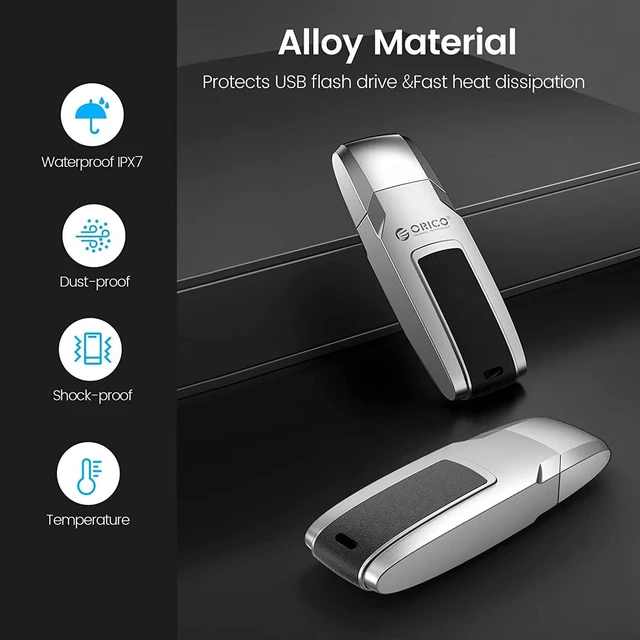 Alt view image 7 of 7 - ORICO USB 3.0 Flash Drive 64GB Memory Stick Speed Up to 100MB/s Reading Thumb Drive USB Flash Drive Metal USB Drive Data Storage Compatible with Laptop Computer USB-C