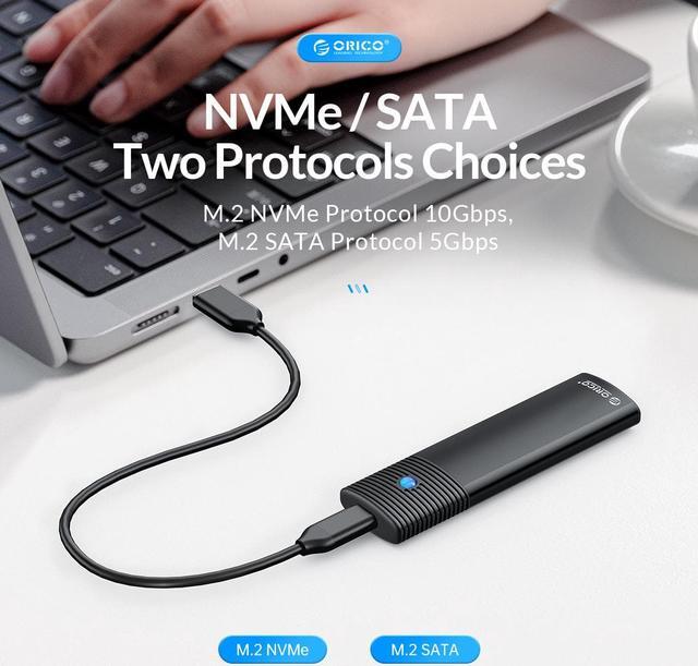 Alt view image 3 of 7 - ORICO M.2 NVMe SSD Enclosure + M.2 SATA NGFF SSD Enclosure - Pink