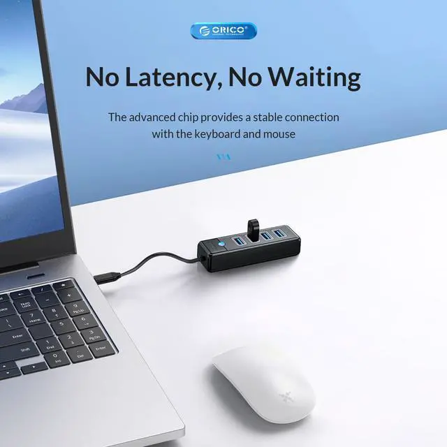 Alt view image 4 of 7 - ORICO USB C Type C HUB 3 Port 5Gbps High Speed Mini Splitter Portable OTG Adapter For Desk PC Computer Accessories Black USB C 50cm