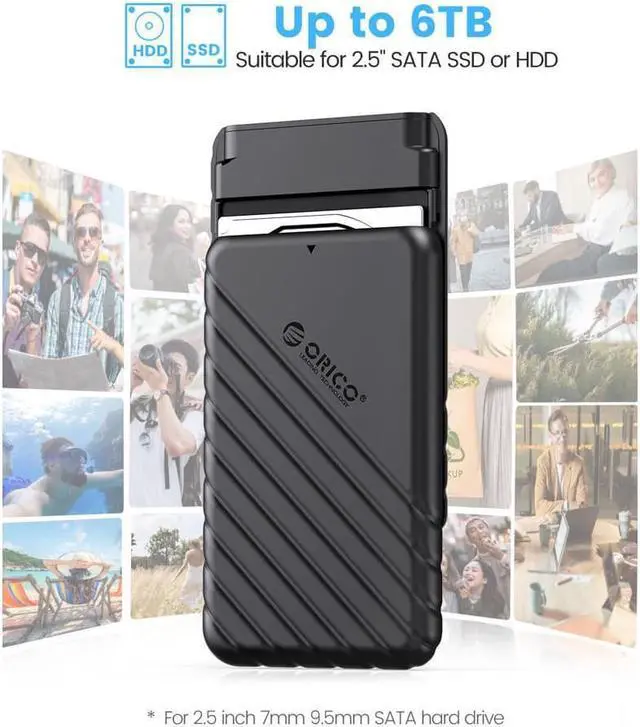 Alt view image 6 of 7 - ORICO USB C 2.5-inch External Hard Drive Enclosure SATA 6Gbps HDD SSD Case Support Up to 6TB SSD UASP protocols and TRIM for PC Laptop