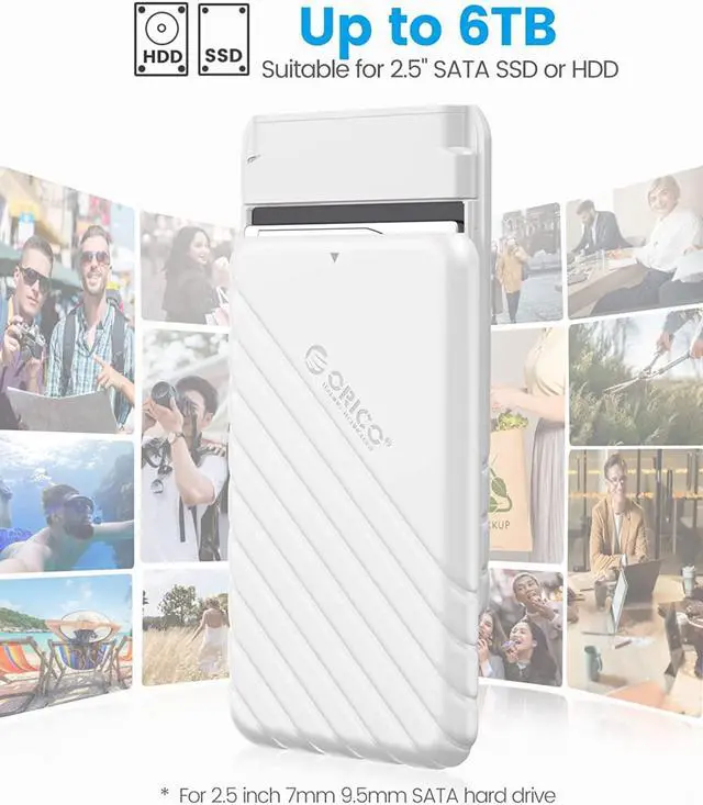 Alt view image 3 of 7 - ORICO USB C 2.5-inch External Hard Drive Enclosure SATA 6Gbps HDD SSD Storage HDD Case Support Up to 6TB SSD UASP protocols and TRIM for PC Laptop with USB C to C Cable
