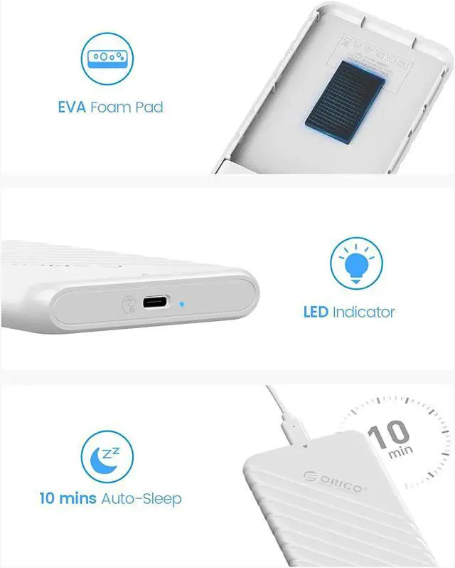 Alt view image 6 of 7 - ORICO USB C 2.5-inch External Hard Drive Enclosure SATA 6Gbps HDD SSD Storage HDD Case Support Up to 6TB SSD UASP protocols and TRIM for PC Laptop with USB C to C Cable Pink