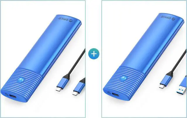 Main image of ORICO M.2 NVMe SSD Enclosure + M.2 SATA NGFF SSD Enclosure - Blue