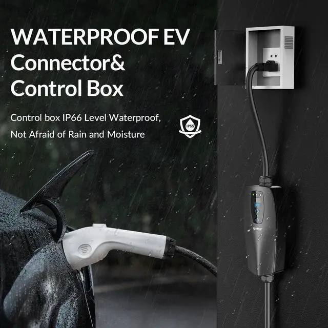 Alt view image 6 of 7 - ORICO EV Charger Portable Electric Vehicle Charger NEMA 5-15P 110V-240V 32 Amp with 16 ft Extension Cord 4-Gear Charging Speed Adjustable