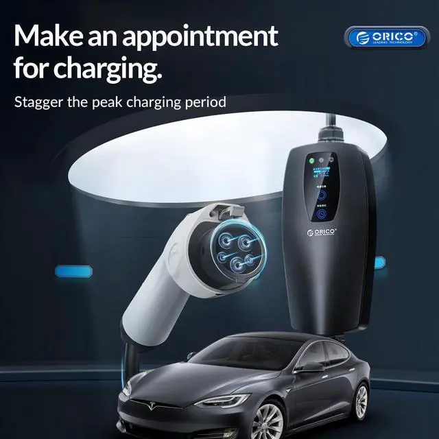Alt view image 2 of 7 - ORICO EV Charger Portable Electric Vehicle Charger NEMA 5-15P 110V-240V 32 Amp with 16 ft Extension Cord 4-Gear Charging Speed Adjustable