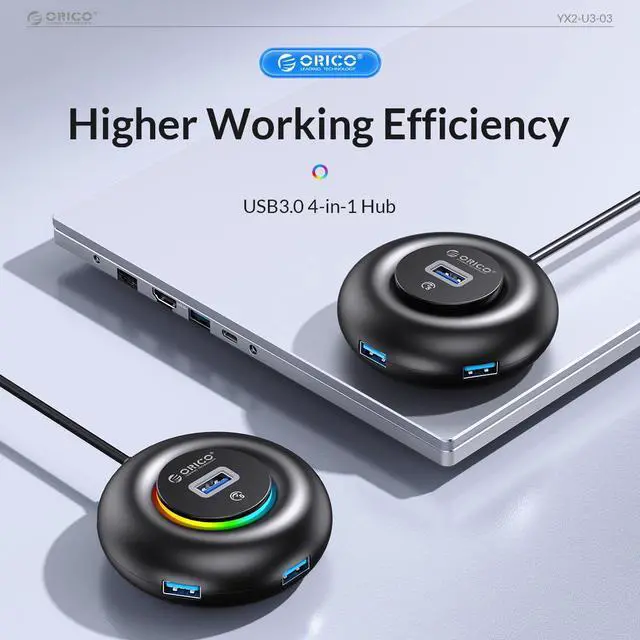 Alt view image 2 of 7 - ORICO USB C Hub to USB A Adapter, USB C Multiport Aadpter with USB 3.0, USB 2.0, Mini Portable USB C Hub with Aliumum Shell for iPad Pro 2021 2020 2018 12.9 11-inch iPad Air 4 Docking Station