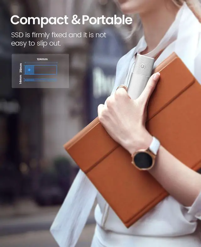 Alt view image 7 of 7 - ORICO M.2 SATA SSD Enclosure Tool Free 5Gbps Support M.2 SATA PCIe B-Key / B+M Key SSD for Size 2230/2242/2260/2280 with USB A to C Cable - Silver