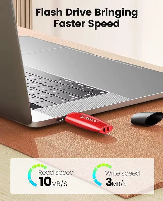 Alt view image 3 of 7 - ORICO USB 2.0 Flash Drive 32GB Memory Stick 10 MB/s Reading Thumb Drive with Keychain USB Drive Data Storage Compatible with Computer/Laptop Red