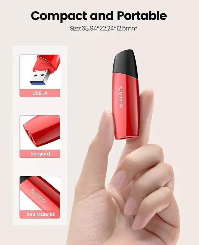 Alt view image 4 of 7 - ORICO USB 2.0 Flash Drive 32GB Memory Stick 10 MB/s Reading Thumb Drive with Keychain USB Drive Data Storage Compatible with Computer/Laptop Red