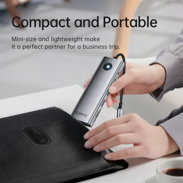 Alt view image 5 of 7 - ORICO USB C Docking Station 9 in 1 USB-C Type C Multiple Adapter with 4K@60Hz HDMI-Compatible, PD 100W, SD /TF Card Reader, RJ45 2.5G, 2x USB 3.0 Up to 5Gbps, Audio Compatible for Windows and Mac Gold