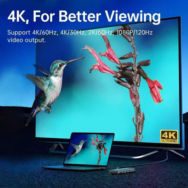 Alt view image 2 of 7 - ORICO USB C Docking Station 9 in 1 USB-C Type C Multiple Adapter with 4K@60Hz HDMI-Compatible, PD 100W, SD /TF Card Reader, RJ45 2.5G, 2x USB 3.0 Up to 5Gbps, Audio Compatible for Windows and Mac Gold