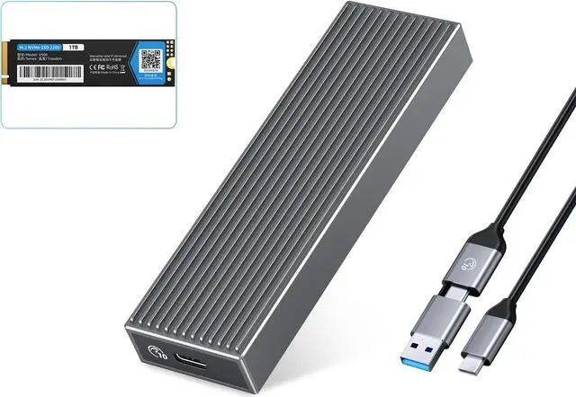 Main image of ORICO M.2 NVMe SSD 1TB PCIe Gen3. X4, NVMe 1.3 64L 3D NAND QLC Internal Solid State Drive 2280 with M.2 NVMe SSD Enclosure