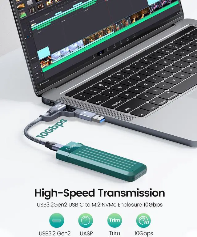 Alt view image 5 of 7 - ORICO M.2 NVMe SSD 512GB PCIe Gen3. X4, NVMe 1.3 64L 3D NAND QLC Internal Solid State Drive 2280 with M.2 NVMe SSD Enclosure