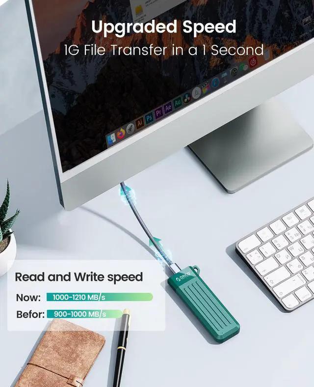 Alt view image 6 of 7 - ORICO M.2 NVMe SSD 512GB PCIe Gen3. X4, NVMe 1.3 64L 3D NAND QLC Internal Solid State Drive 2280 with M.2 NVMe SSD Enclosure