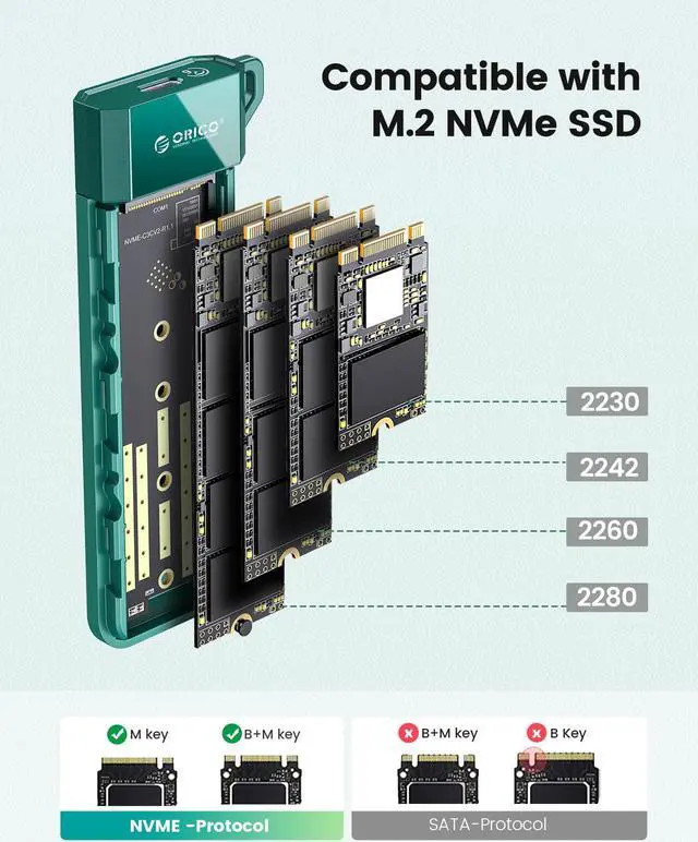 Alt view image 7 of 7 - ORICO M.2 NVMe SSD 512GB PCIe Gen3. X4, NVMe 1.3 64L 3D NAND QLC Internal Solid State Drive 2280 with M.2 NVMe SSD Enclosure