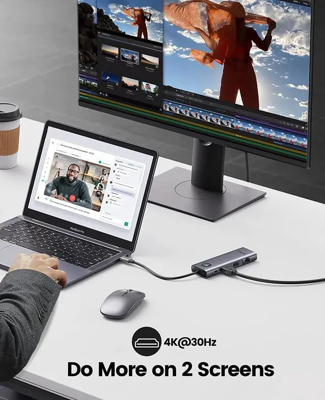 Alt view image 6 of 6 - ORICO USB C Docking Station,9 in 1 USB C Dock with 1000Mbps with HDMI-Compatible 4K+PD100W+3*USB3.0+Ethernet+SD/TF+VGA,USB C Multiport Adapter for MacBook/Dell/HP/Surface/Lenovo
