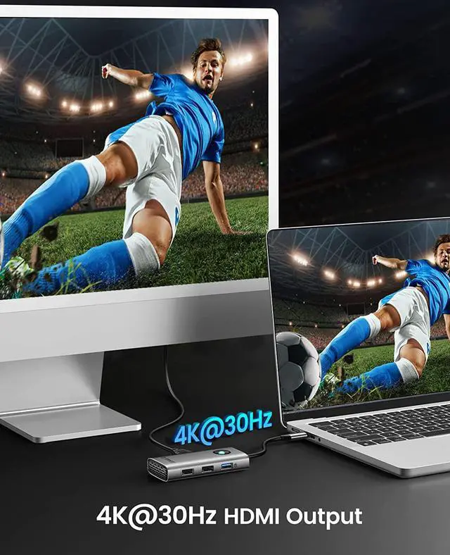 Alt view image 4 of 7 - ORICO 5-in-1 USB C Docking Station with 4K HDMI-Compatible, 60W Power Delivery, USB 3.0 5 Gbps and 2 USB 2.0 Data Ports USB C Dock for MacBook Air, MacBook Pro, XPS-Grey