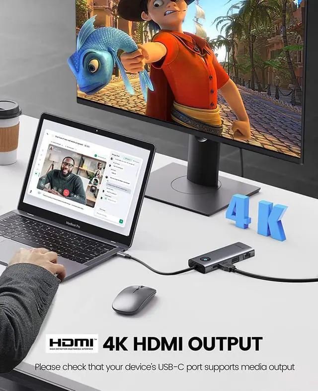 Alt view image 6 of 7 - ORICO USB C Docking Station, 8-in-1 Laptop USB C Dock with 4K HDMI-Compatible, VGA, Gigabit Ethernet, 3*USB 3.0 & 1*USB 2.0, 100W Power Delivery Compatible with MacBook, iPad, Steam Deck