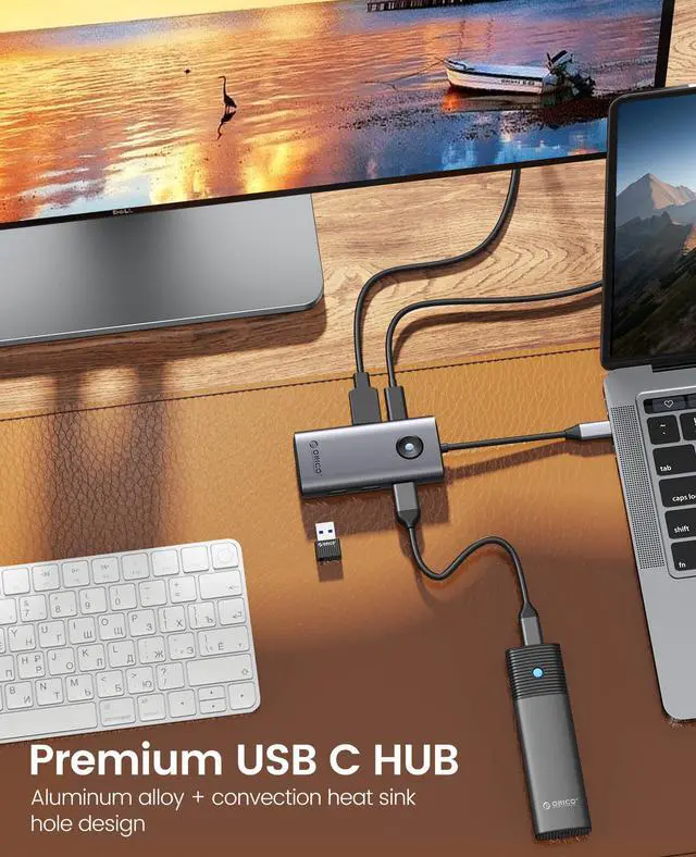 Alt view image 6 of 7 - ORICO USB C Docking Station,6 in 1 USB C Dongle with HDMI-Compatible 4K+PD100W+3×USB3.0,USB C Hub Multiport Adapter for MacBook/Dell/HP/Surface/Lenovo